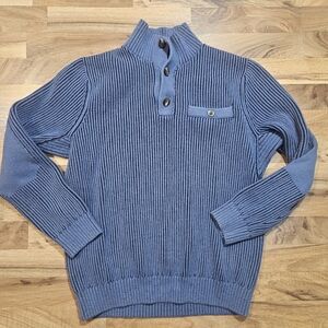 Duluth Trading Co Men’s Large Blue Ribbed Mock Neck Sweater